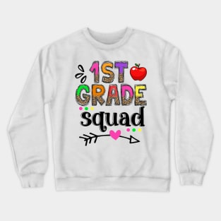 1st Grade Squad First Teacher Student Leopard Back To School Crewneck Sweatshirt